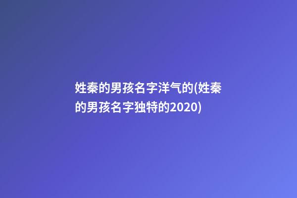 姓秦的男孩名字洋气的(姓秦的男孩名字独特的2020)
