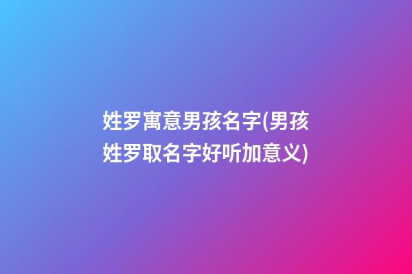 姓罗寓意男孩名字(男孩姓罗取名字好听加意义)