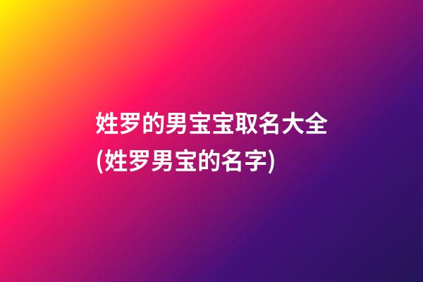 姓罗的男宝宝取名大全(姓罗男宝的名字)