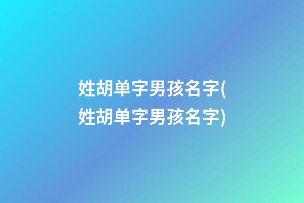 姓胡单字男孩名字(姓胡单字男孩名字)