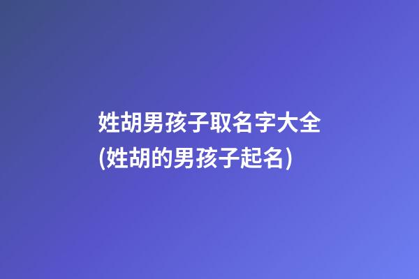 姓胡男孩子取名字大全(姓胡的男孩子起名)