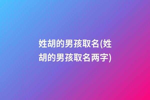 姓胡的男孩取名(姓胡的男孩取名两字)