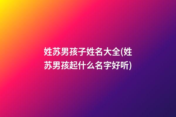 姓苏男孩子姓名大全(姓苏男孩起什么名字好听)