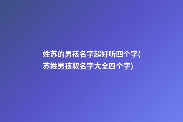 姓苏的男孩名字超好听四个字(苏姓男孩取名字大全四个字)