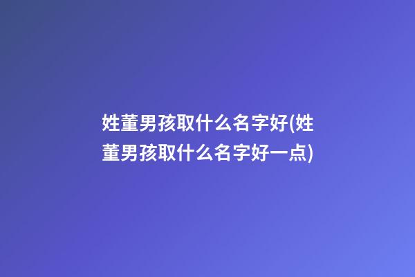 姓董男孩取什么名字好(姓董男孩取什么名字好一点)