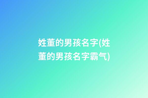 姓董的男孩名字(姓董的男孩名字霸气)