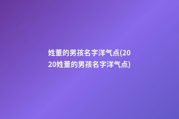 姓董的男孩名字洋气点(2020姓董的男孩名字洋气点)