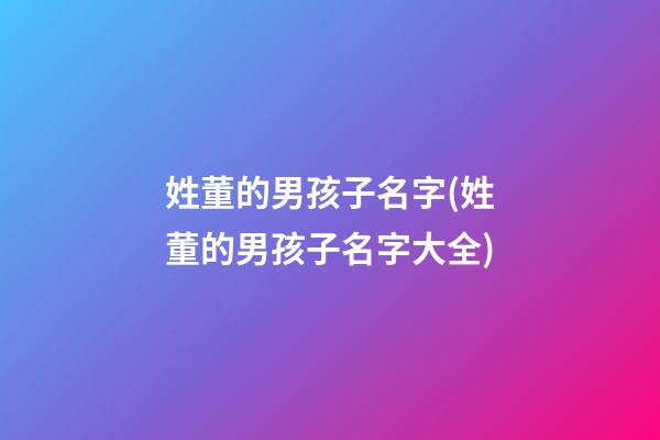 姓董的男孩子名字(姓董的男孩子名字大全)