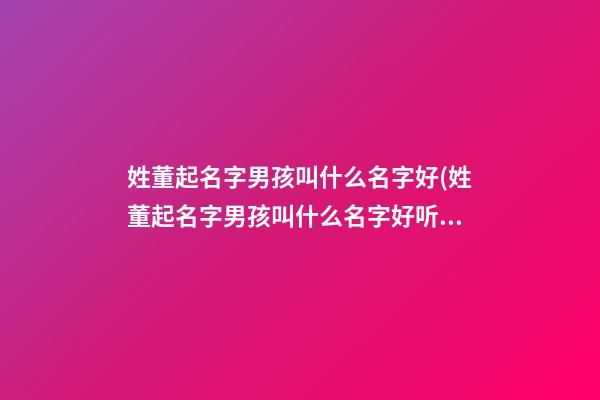 姓董起名字男孩叫什么名字好(姓董起名字男孩叫什么名字好听)