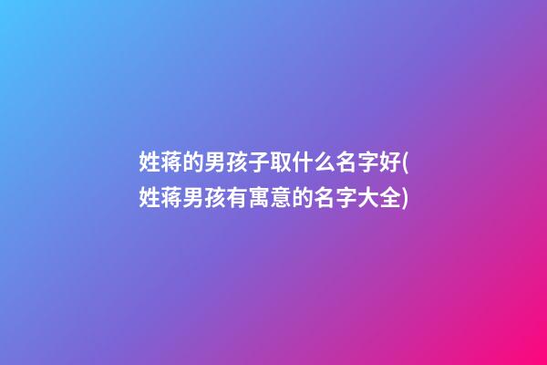 姓蒋的男孩子取什么名字好(姓蒋男孩有寓意的名字大全)