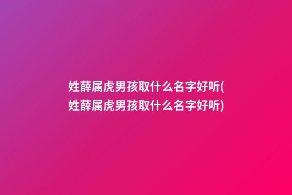 姓薛属虎男孩取什么名字好听(姓薛属虎男孩取什么名字好听)