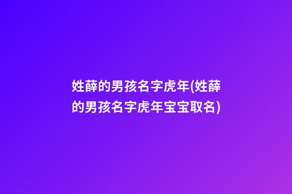 姓薛的男孩名字虎年(姓薛的男孩名字虎年宝宝取名)
