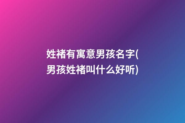 姓褚有寓意男孩名字(男孩姓褚叫什么好听)