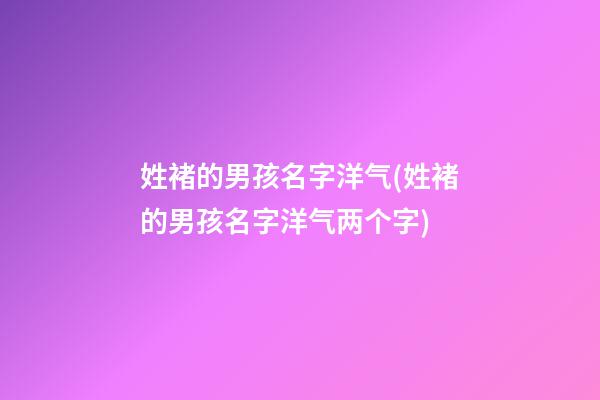 姓褚的男孩名字洋气(姓褚的男孩名字洋气两个字)