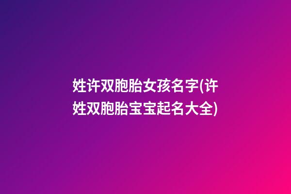 姓许双胞胎女孩名字(许姓双胞胎宝宝起名大全)