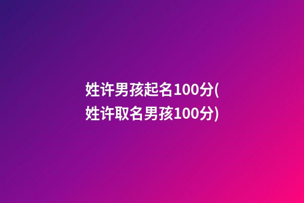 姓许男孩起名100分(姓许取名男孩100分)