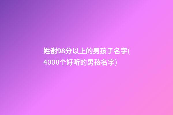 姓谢98分以上的男孩子名字(4000个好听的男孩名字)