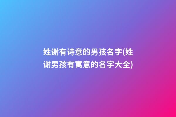 姓谢有诗意的男孩名字(姓谢男孩有寓意的名字大全)