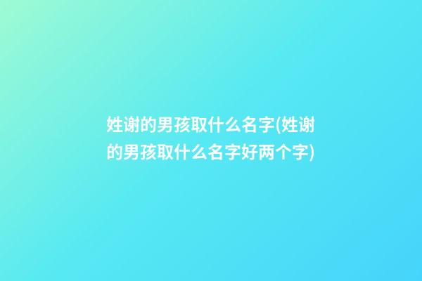 姓谢的男孩取什么名字(姓谢的男孩取什么名字好两个字)