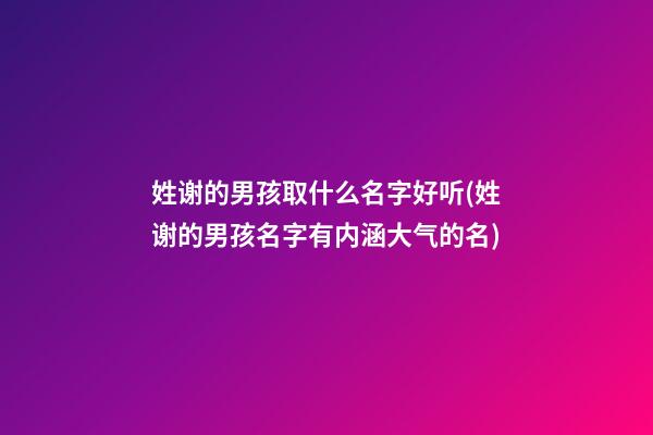 姓谢的男孩取什么名字好听(姓谢的男孩名字有内涵大气的名)