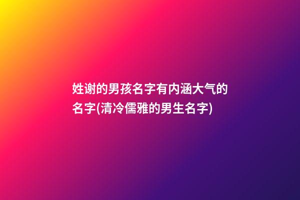 姓谢的男孩名字有内涵大气的名字(清冷儒雅的男生名字)