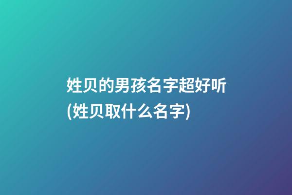 姓贝的男孩名字超好听(姓贝取什么名字)