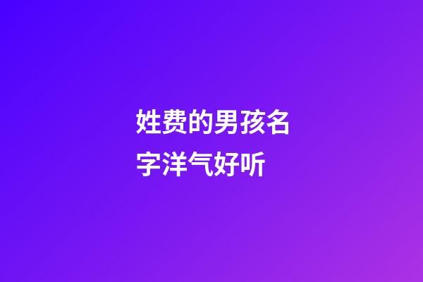 姓费的男孩名字洋气好听