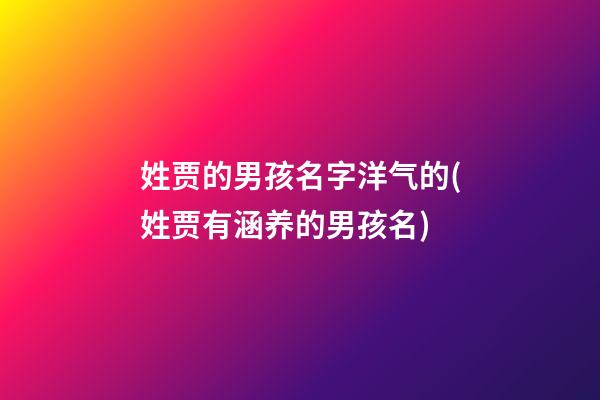 姓贾的男孩名字洋气的(姓贾有涵养的男孩名)