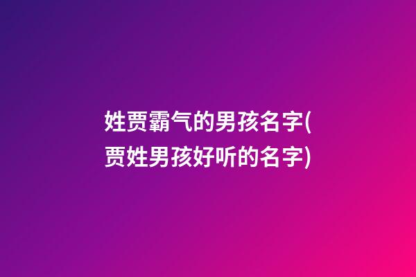 姓贾霸气的男孩名字(贾姓男孩好听的名字)