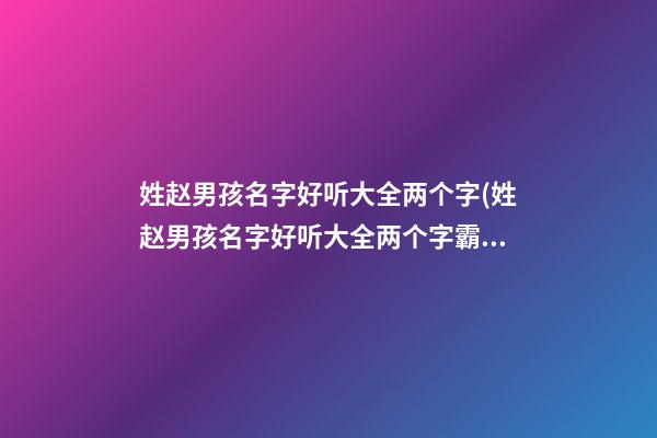 姓赵男孩名字好听大全两个字(姓赵男孩名字好听大全两个字霸气)
