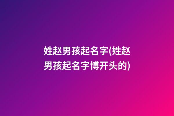 姓赵男孩起名字(姓赵男孩起名字博开头的)