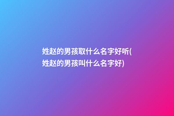 姓赵的男孩取什么名字好听(姓赵的男孩叫什么名字好)