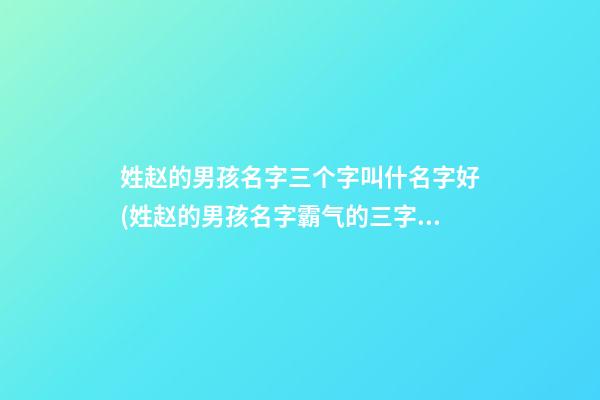 姓赵的男孩名字三个字叫什名字好(姓赵的男孩名字霸气的三字)