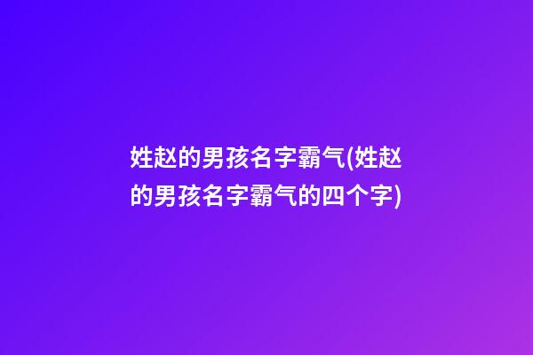 姓赵的男孩名字霸气(姓赵的男孩名字霸气的四个字)