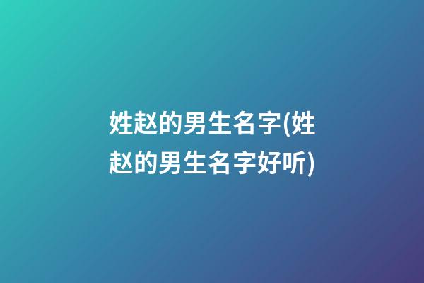 姓赵的男生名字(姓赵的男生名字好听)