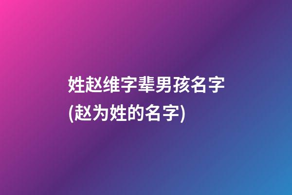 姓赵维字辈男孩名字(赵为姓的名字)
