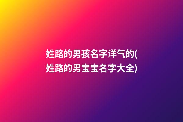 姓路的男孩名字洋气的(姓路的男宝宝名字大全)