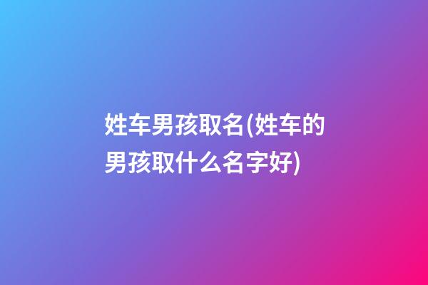 姓车男孩取名(姓车的男孩取什么名字好)