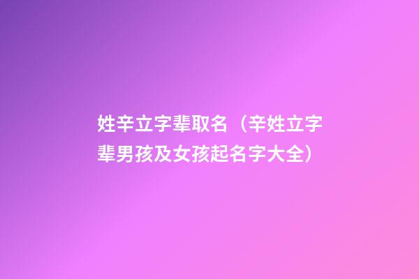 姓辛立字辈取名（辛姓立字辈男孩及女孩起名字大全）