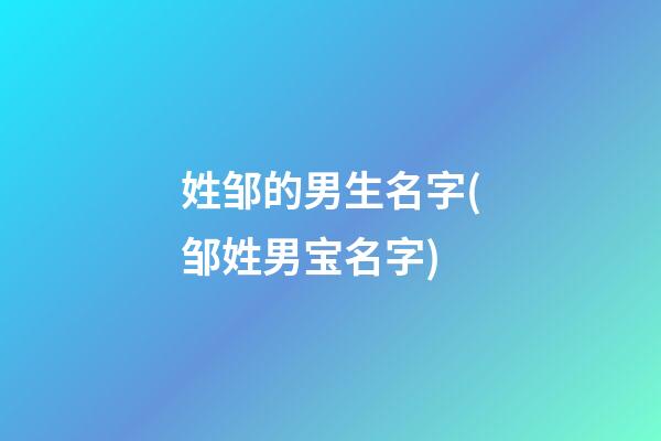 姓邹的男生名字(邹姓男宝名字)