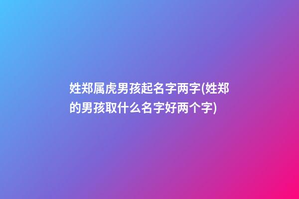 姓郑属虎男孩起名字两字(姓郑的男孩取什么名字好两个字)