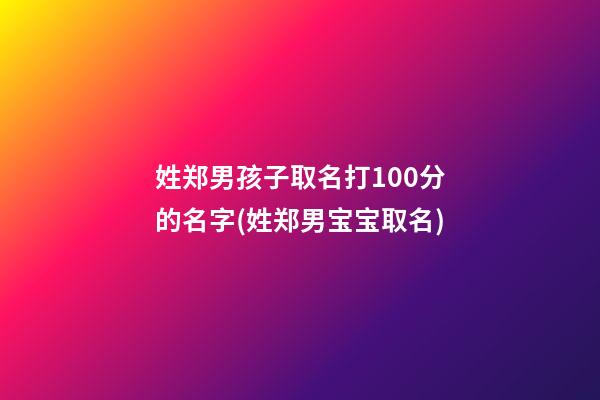 姓郑男孩子取名打100分的名字(姓郑男宝宝取名)
