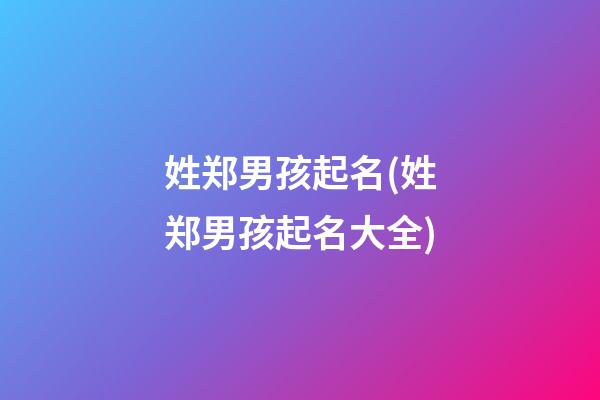 姓郑男孩起名(姓郑男孩起名大全)