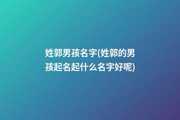 姓郭男孩名字(姓郭的男孩起名起什么名字好呢)