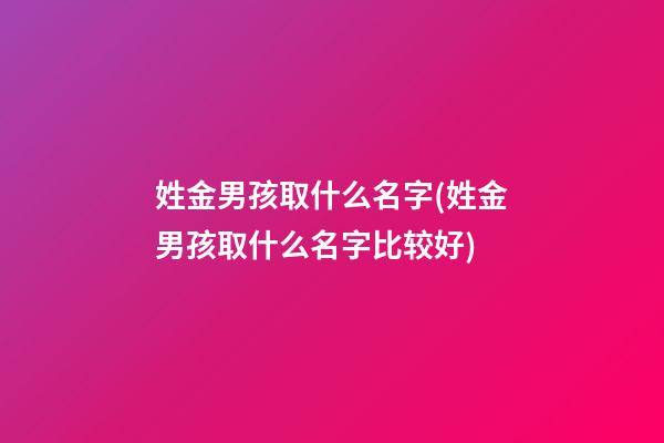 姓金男孩取什么名字(姓金男孩取什么名字比较好)