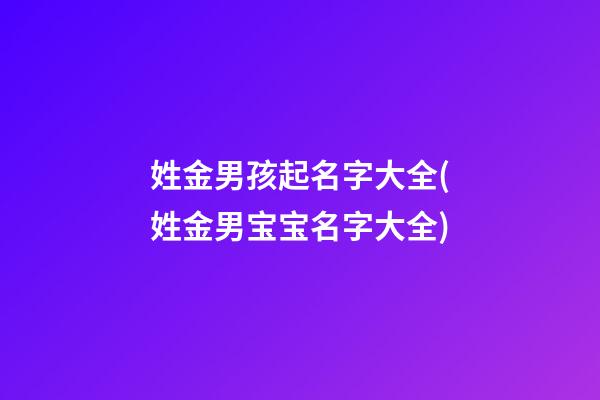 姓金男孩起名字大全(姓金男宝宝名字大全)