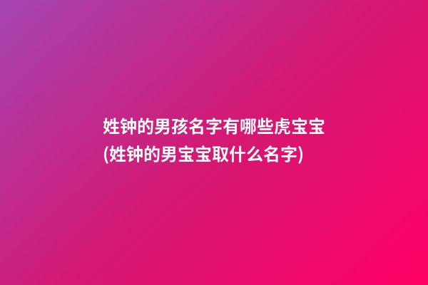 姓钟的男孩名字有哪些虎宝宝(姓钟的男宝宝取什么名字)