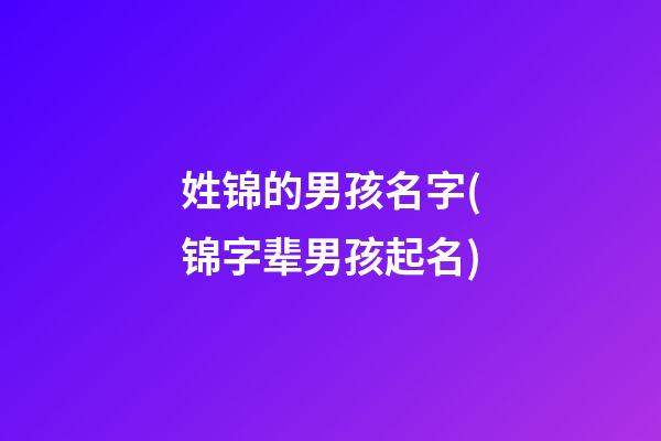 姓锦的男孩名字(锦字辈男孩起名)