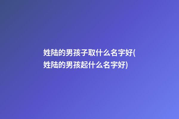 姓陆的男孩子取什么名字好(姓陆的男孩起什么名字好)
