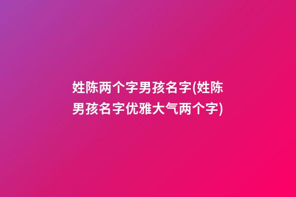 姓陈两个字男孩名字(姓陈男孩名字优雅大气两个字)